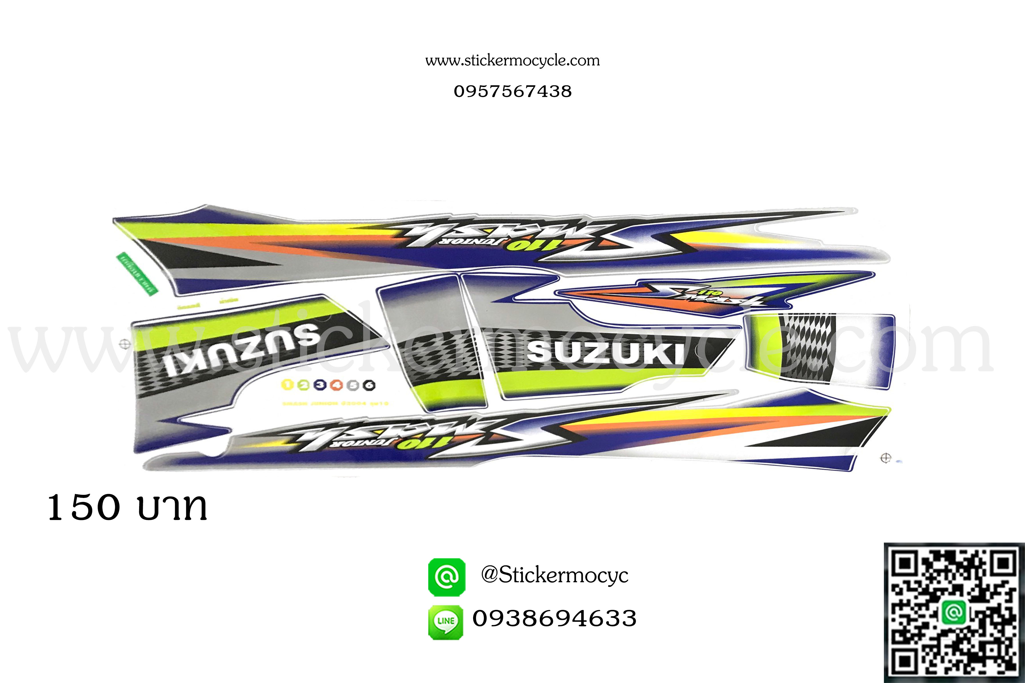 Sticker Suzuki Smash Junior รุ่น10 ปี2004 ติดรถสี น้ำเงิน (เคลือบเงาแท้) สติ๊กเกอร์ ติดรถมอเตอร์ไซค์ ซูซูกิ สแมช
