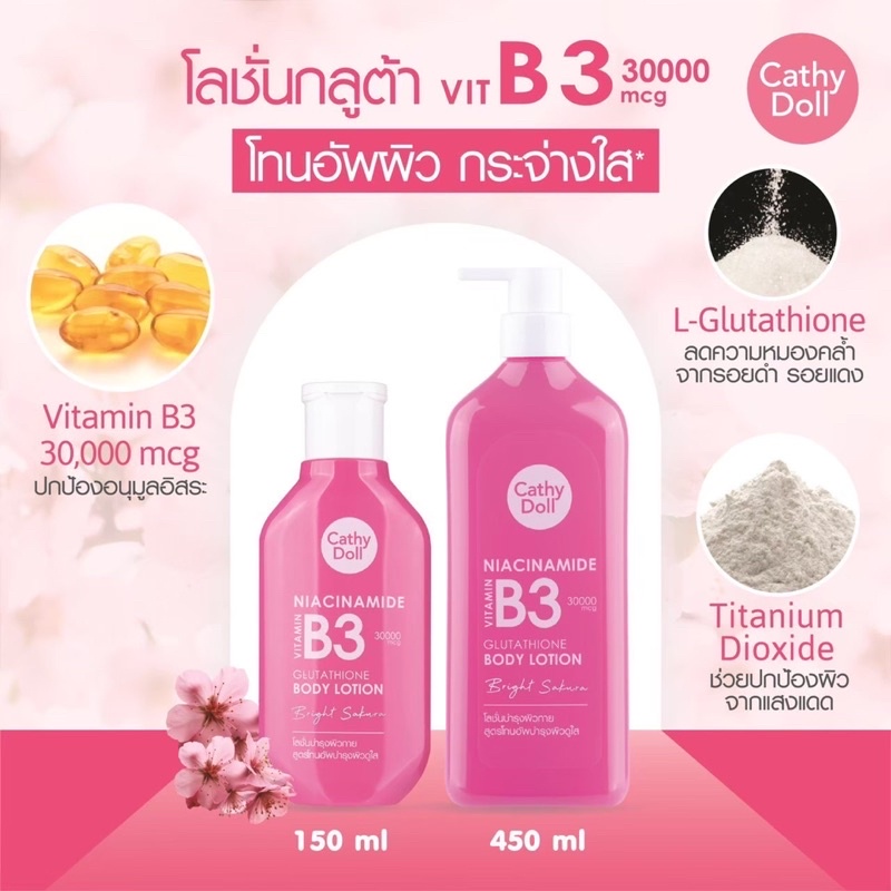 (1แถม1) Cathy Doll Vitamin Body Lotion ( 450 ml แถม 150 ml ) โลชั่นวิตามิน เคที่ดอลล์ 1 แถม 1