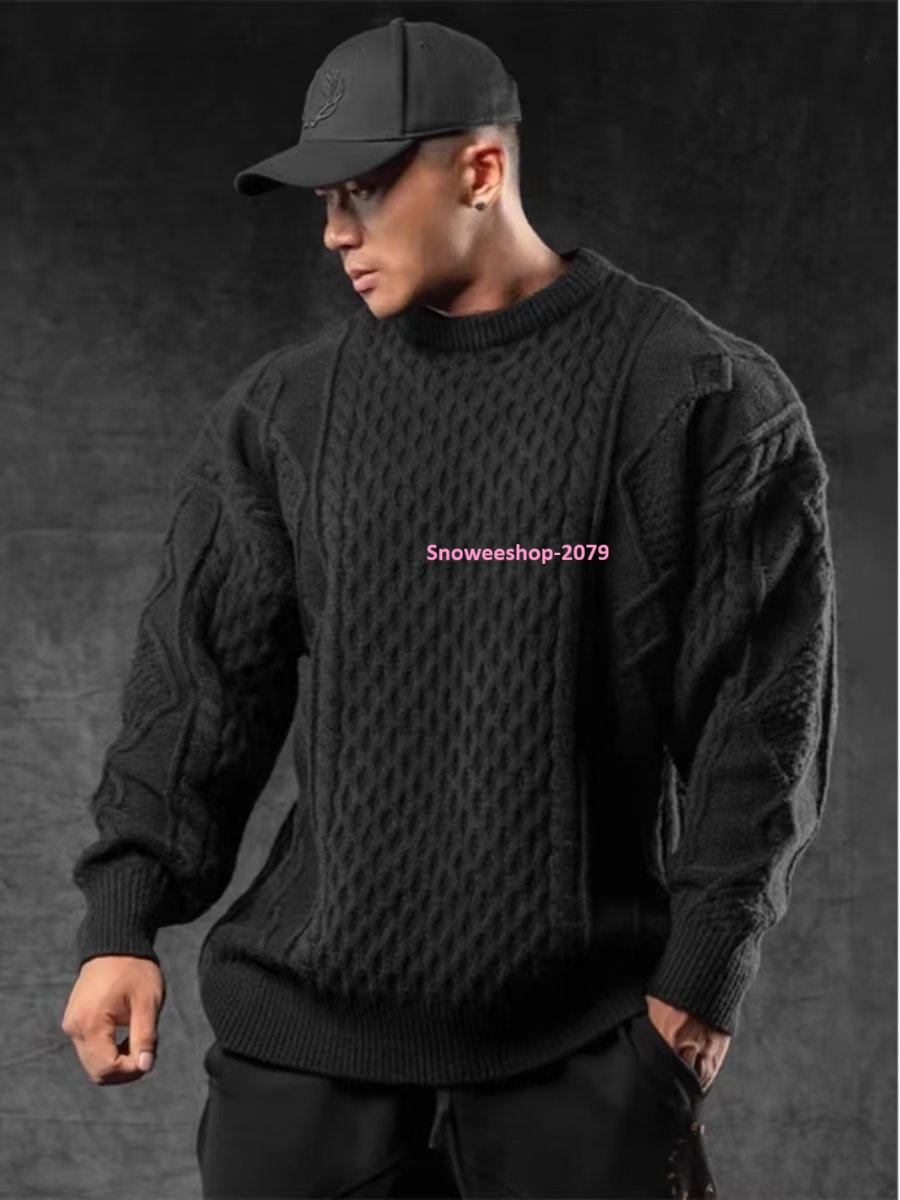 สเวตเตอร์ไหมพรมทอหนา สุดเท่สำหรับหนุ่มไซส์ใหญ่ XL–8XL ไซส์ใหญ่ถึง 59 นิ้ว ใส่แล้วดูเพรียว ไม่อ้วน ไม่แน่น ผ้านุ่ม หนา อุ่นกำลังดี ใส่เที่ยวต่างประเทศ ใส่ลุคเท่ในเมือง เรียบหรู ดูแพงแบบผู้ชายมินิมอล สีดำคลาสสิก แมตช์ง่าย ใส่ได้ทุกวัน