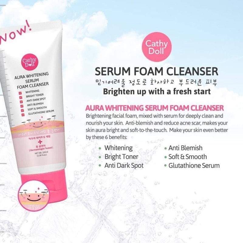 Cathy Doll Facial Foam โฟมล้างหน้า 3 สูตร โฟมล้างหน้าลดสิว / โฟมล้างหน้าผิวใส / โฟมล้างหน้าล้างเครื่องสำอาง
