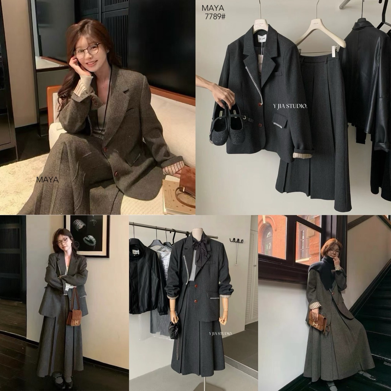 MAYA SHOP 7789# Set 2 pcs เสื้อBlazer มีฟองน้ำเสริมบ่า + กระโปรง งานซิป ข้าง มีซับใน เนื้อผ้าดีทรงสวย TAG : Y.JIA STUDIO 🇰🇷