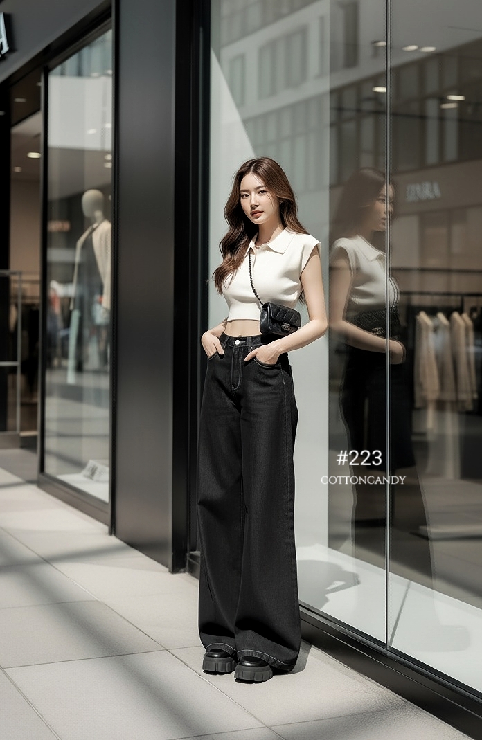 Tag#cottoncandy กางเกงยีนส์ ขากระบอกใหญ่เอวกลางไม่สูงมาก เนื้อยีนส์พรีเมี่ยมโทนสีเข้ม รุ่นนี้ผ้ายีนส์เกรดพิเศษ เกรดแบรนด์ เกรดห้างเท่านั้น ใส่สบายไม่อึดอัด แพทเทิลสวยเป๊ะ ใส่แมทง่ายสุดๆ โทนสีสวยคลาสสิค บอกเลย ทำถึงมากกก