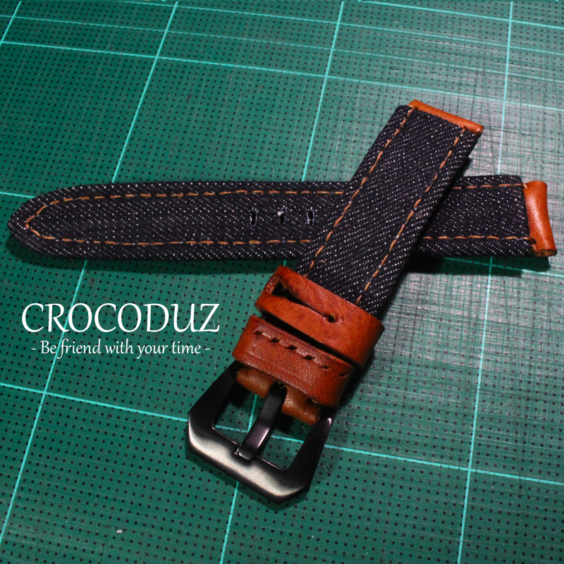 สายนาฬิกาผ้ายีนส์ สายนาฬิกาหนังวัว ฟอกฝาด Genuine Leather Strap
