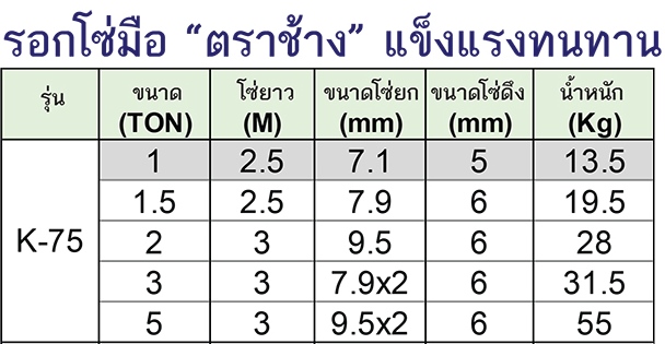ELEPHANT รอกโซ่มือ รุ่น K-75 (ขนาด 5 TON)