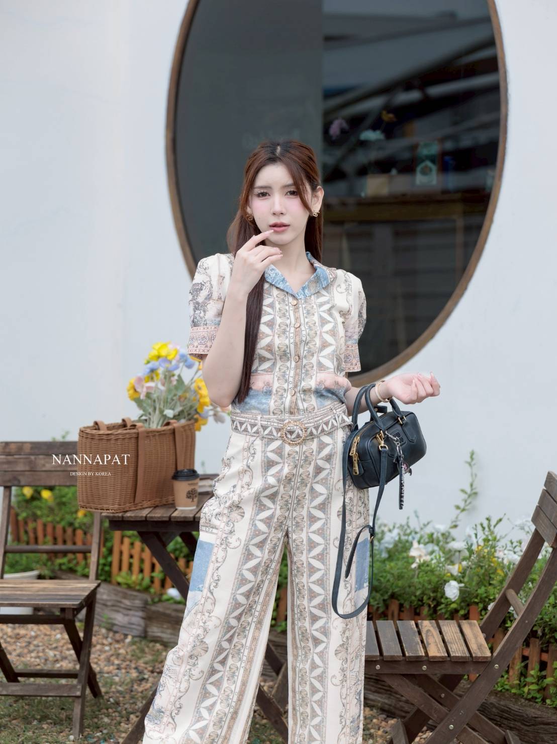 ชุดเซท ป้าย NANNAPAT (NP) 🎗️ CONCEPT ::เสื้อ+กางเกง งานพิมพ์ลายกราฟฟิกสวย