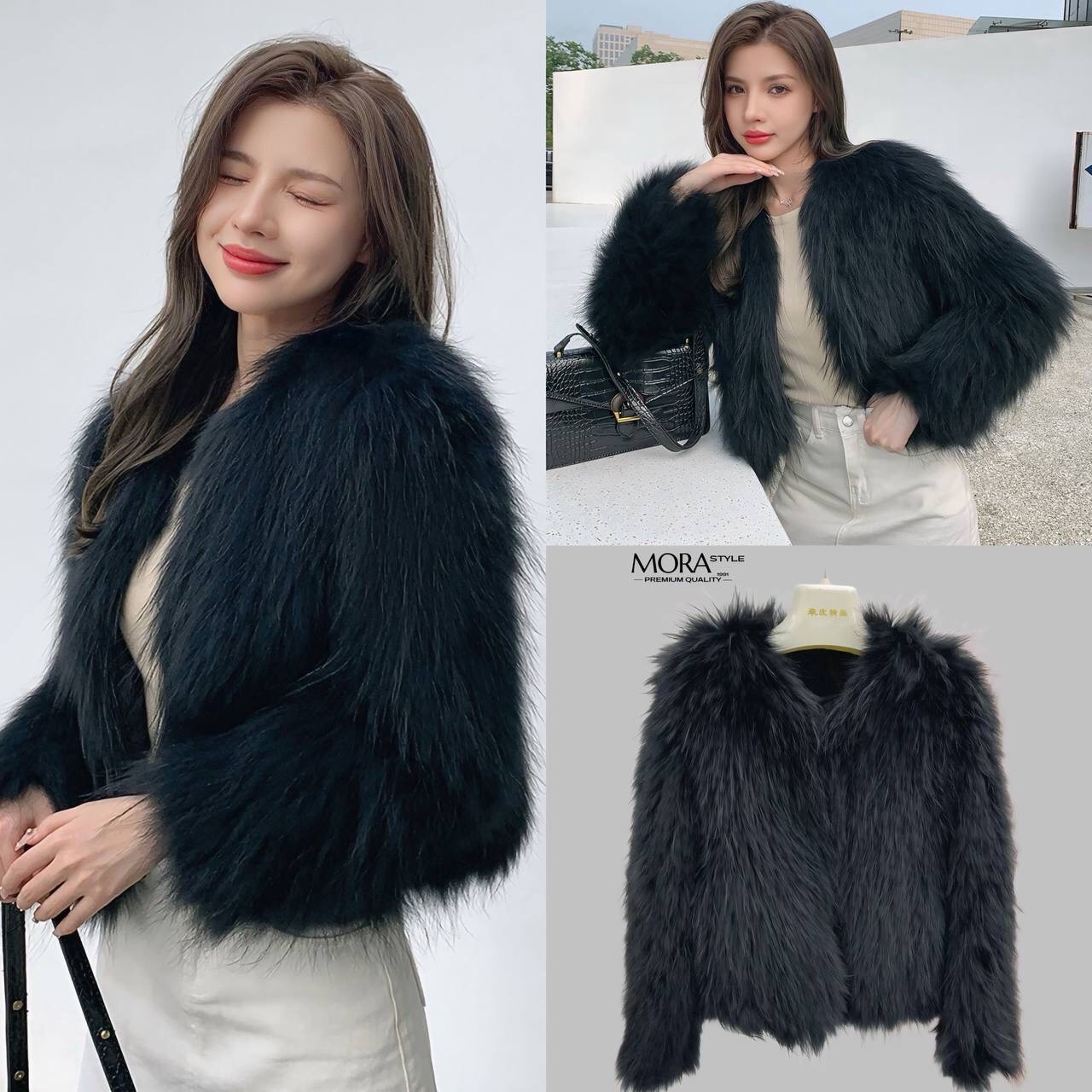 เสื้อคลุมแขนยาวแต่งขนทั้งตัว งานสวยแพง เหมาะกับแฟชั่นหนาวนี้สุดๆ ดีไซน์ออกมาเก๋ งานคือน่ารักมากค่ะ สาวๆต้องมีติดตู้นะคะ