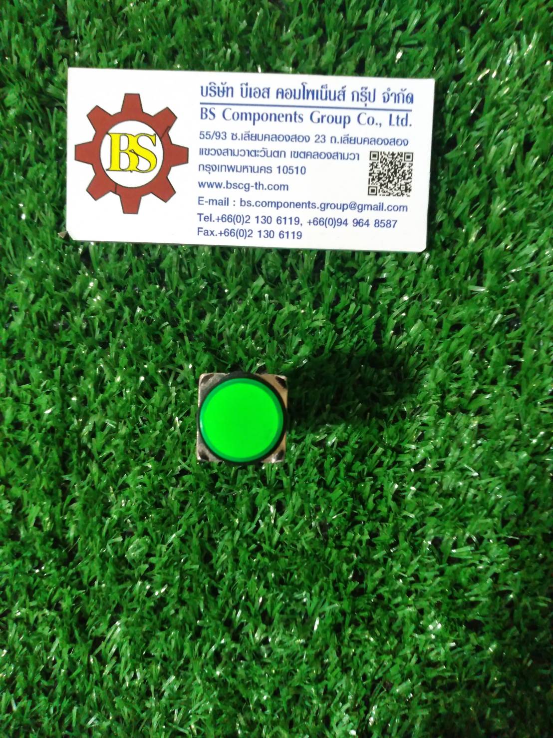 SHINOHAWA : สวิสท์ปุมกดกลม ล็อค มีแลมป์ สีเขียว 16mm. 1NO+1NC 220V