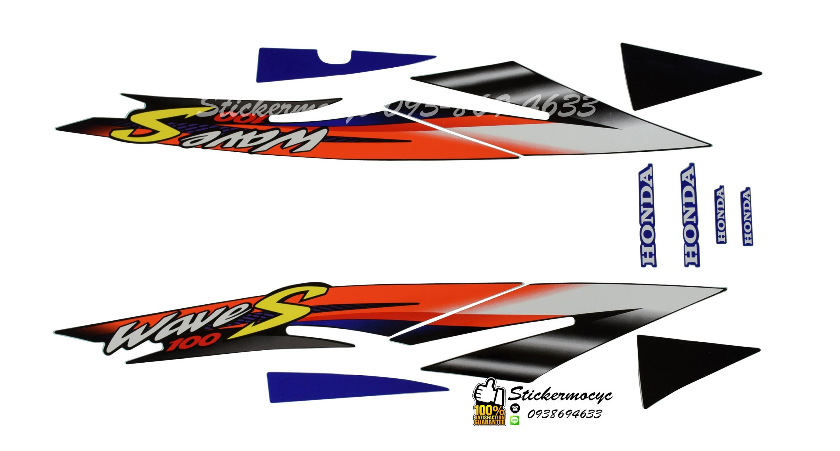 Sticker 3M HONDA Wave 100 S ปี 2003 ติดรถสี น้ำเงิน (เคลือบเงา) สติ๊กเกอร์ 3 M แท้ สติ๊กเกอร์ติดมอไซค์ ฮอนด้า เวฟ