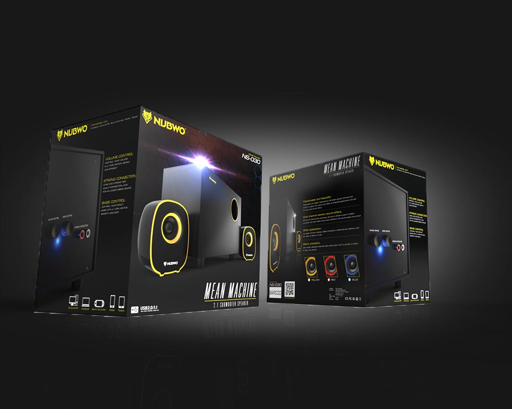 NS030 NUBWO2.1ch Speaker USB/5W สีแดง SKU-00487