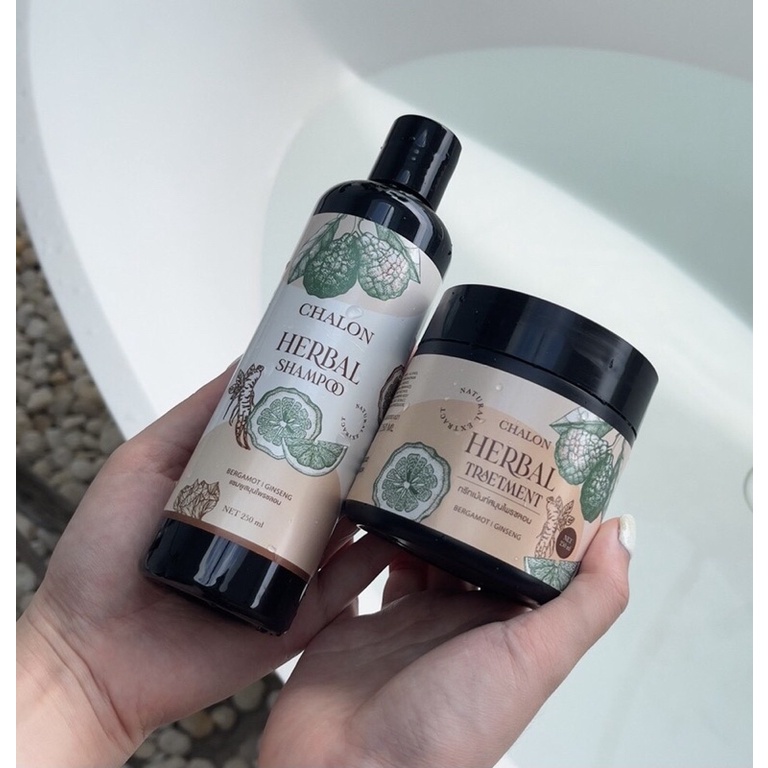 ซื้อ1แถม1 แชมพูมะกรูดชลอน แก้ผมร่วง เร่งผมยาว chalon herbal shampoo (1 คู่)