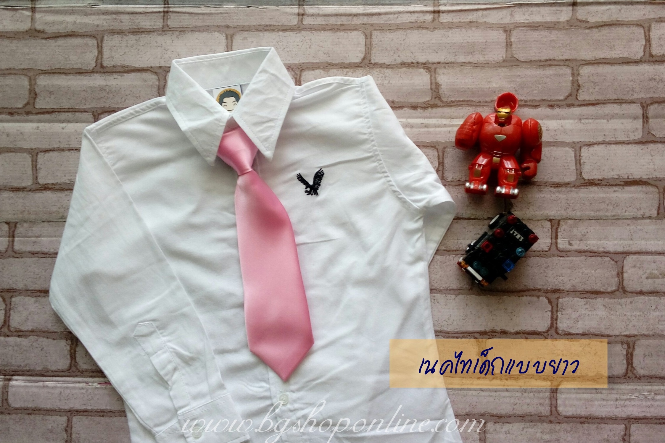 เนคไท AA สีชมพูอ่อน แบบยาว ความยาว 9" ชมพูอ่อน