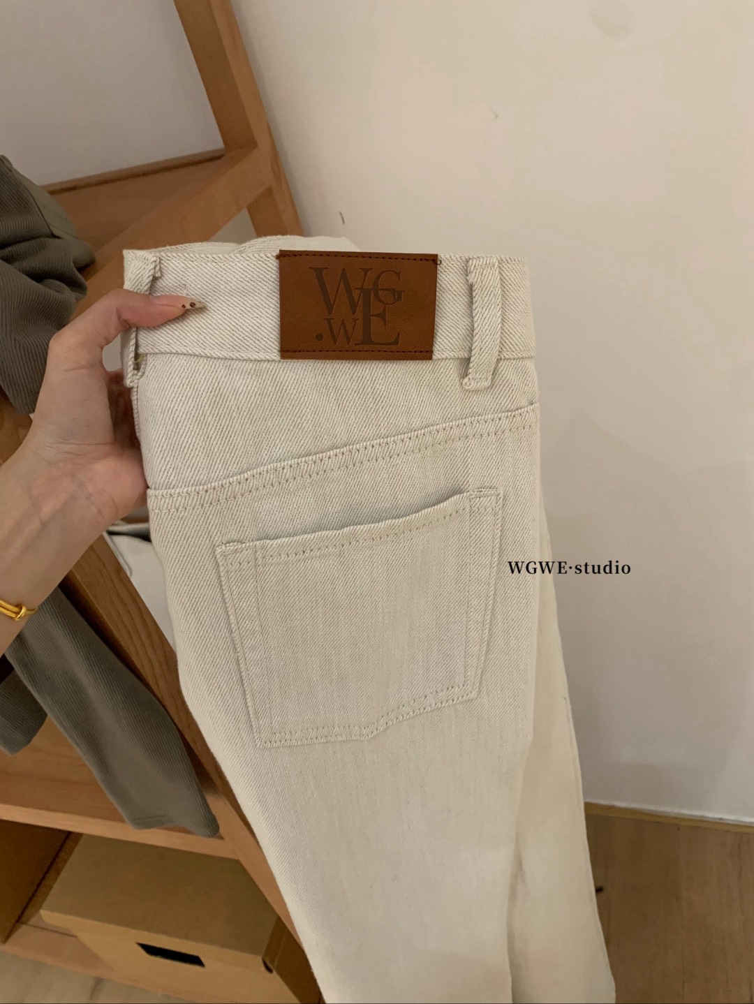 || GB SHOP ||| 7694# กางเกงขายาวสีครีม เนื้อผ้าดี ทรงสวย