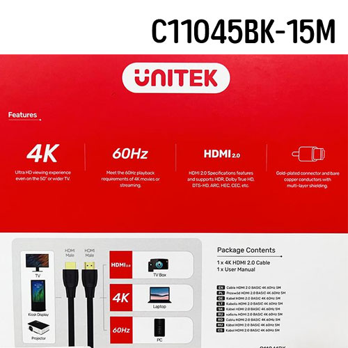 C11045BK UNITEK สาย HDMI V2 ยาว15 เมตร SKU-02640