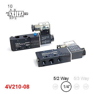 โซลินอยด์วาล์ว รุ่น 4V210-08 (Port 1/4") 5/2 Single Coil