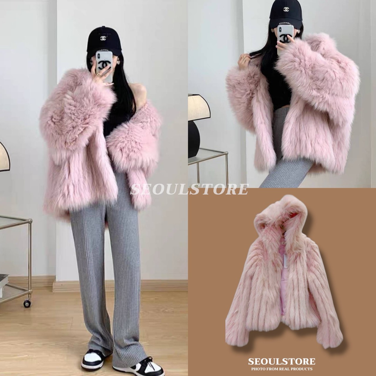 เสื้อคลุมแขนยาวมีฮู้ด ขนเฟอร์ นุ่มฟู งานมีซับในอย่างดีค่ะ สวย หรูดูแพง