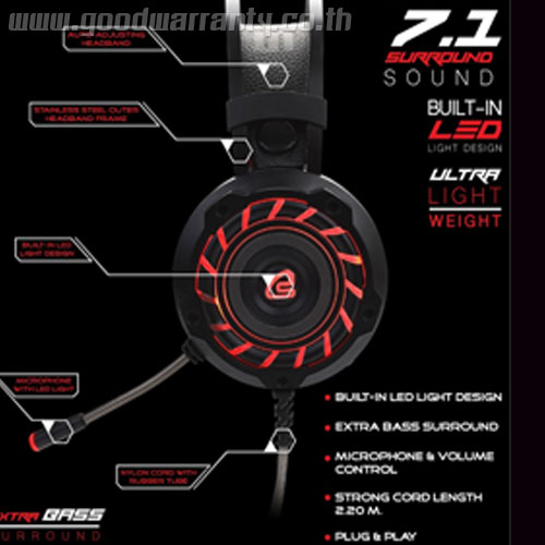 HP-821 BLACK SIGNO 7.1Headphone+MIC LED HP-HM-SI-821BK