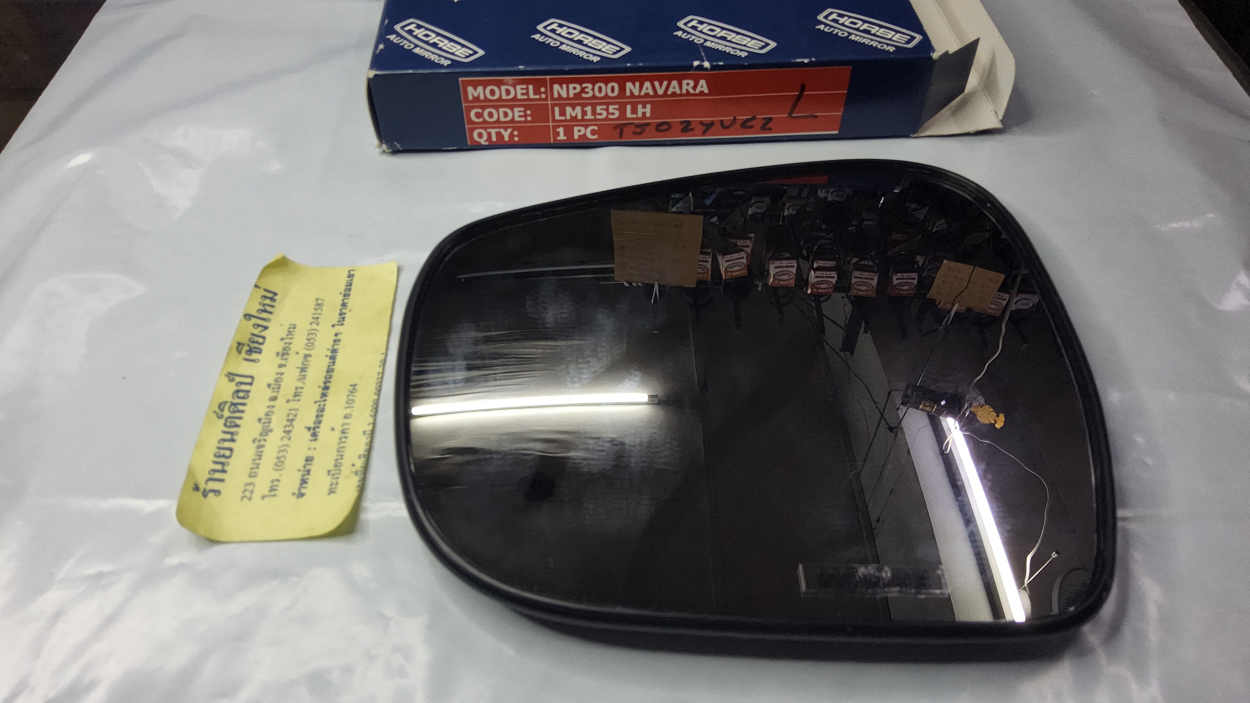 HORSE เนื้อ กระจกมองข้าง LM 155 NISAN NAVRA NP300 ขอบดำ ปรับมือ + ไฟฟ้า ข้างซ้าย LH พร้อมอุปกรณ์ติดตั้ง