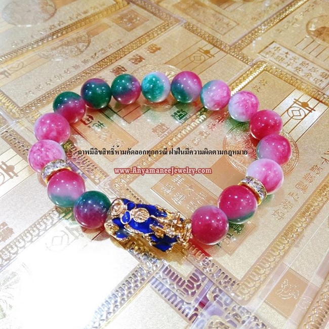 ข้อมือหินฮกลกซิ่วแท้ห้อยปี่เซียะเปลี่ยนสีได้ หินมงคลเรียกทรัพย์