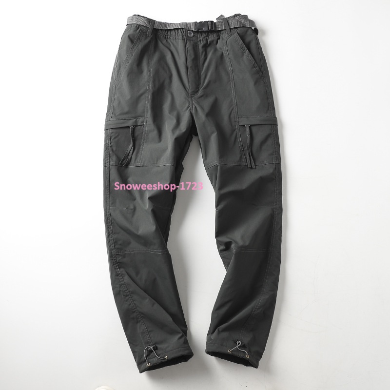 กางเกงกันหนาวสำหรับผู้ชาย ผู้หญิงใส่ได้ กางเกงบุขนกำมะหยี่หนากันหนาว กันหิมะ กันหยดน้ำ กางเกงขากว้าง แบบหนา ทรงหลวม มีหลายกระเป๋า สไตล์วินเทจ อเมริกัน เรโทร มี 4 สีให้เลือก