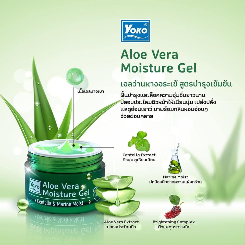 Yoko Aloe Vera Moisture Gel โยโกะ อโล เวร่า มอยส์เจอร์ เจล 25กรัม ครีมเนื้อเจล เจลว่านหางจระเข้