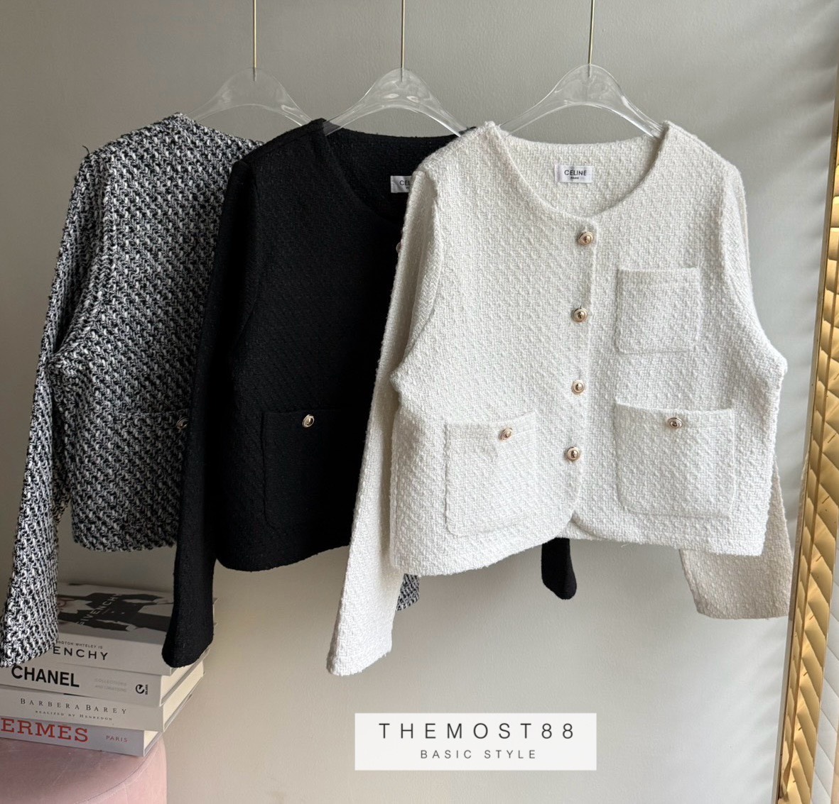 เสื้อคลุมแขนยาว เนื้อผ้าคุณภาพดีเกรดพรีเมียม ผ้าทวิต ป้าย Celine ใส่ได้ตลอดๆแมชง่าย ใส่เท่มีสไตล์สุดๆ