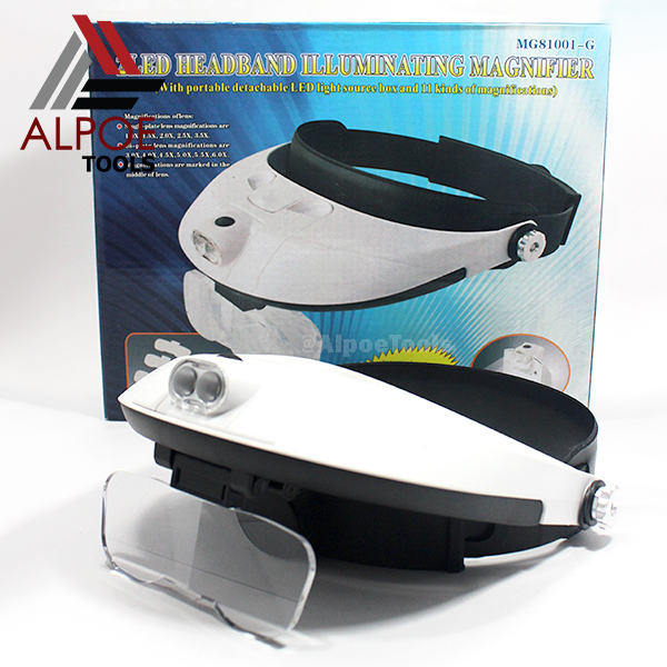 แว่นขยายแบบหมวกสวม มีไฟ เปลี่ยนเลนท์ได้ รุ่น MG81001-G