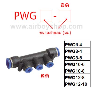 ข้อต่อลม 5 ทาง ลดขนาด รุ่น PWG