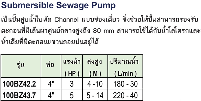 TSURUMI PUMP ปั๊มสูบน้ำ รุ่น 100BZ43.7 (พร้อมข้องอ)