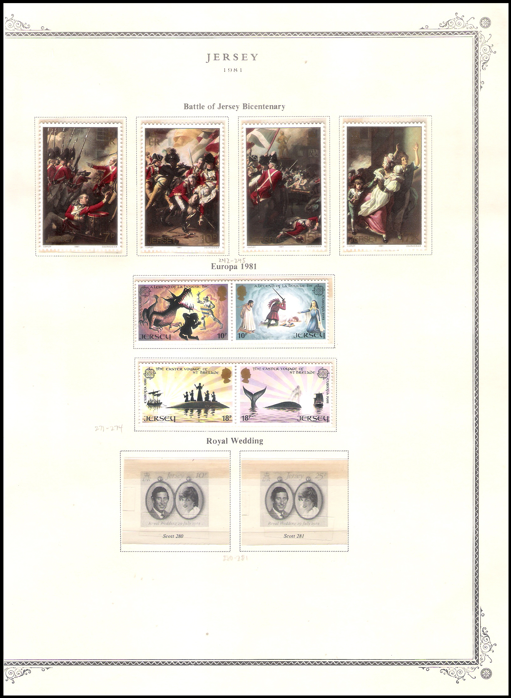 3 SHEETS 1980 GB Jersey