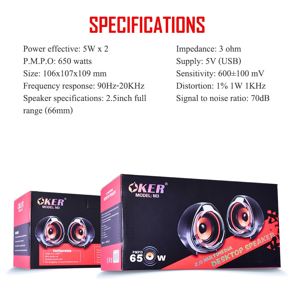 OKER M3 OKER USB MINI Speaker 650W SP-OK-20-M3BLK