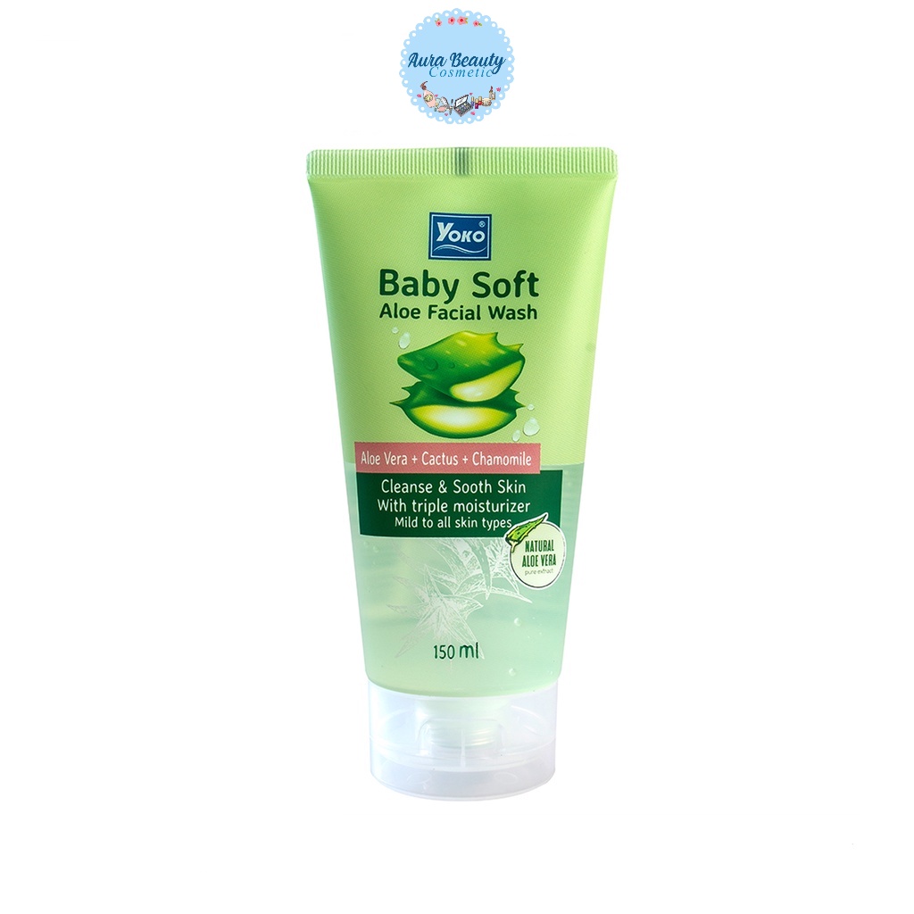 Yoko Baby Soft Aloe Facial Wash 150ml. โยโกะ เจลล้างหน้า ว่านหางจระเข้ เบบี้ ซอฟท์ อโล เฟเชี่ยล ว๊อช