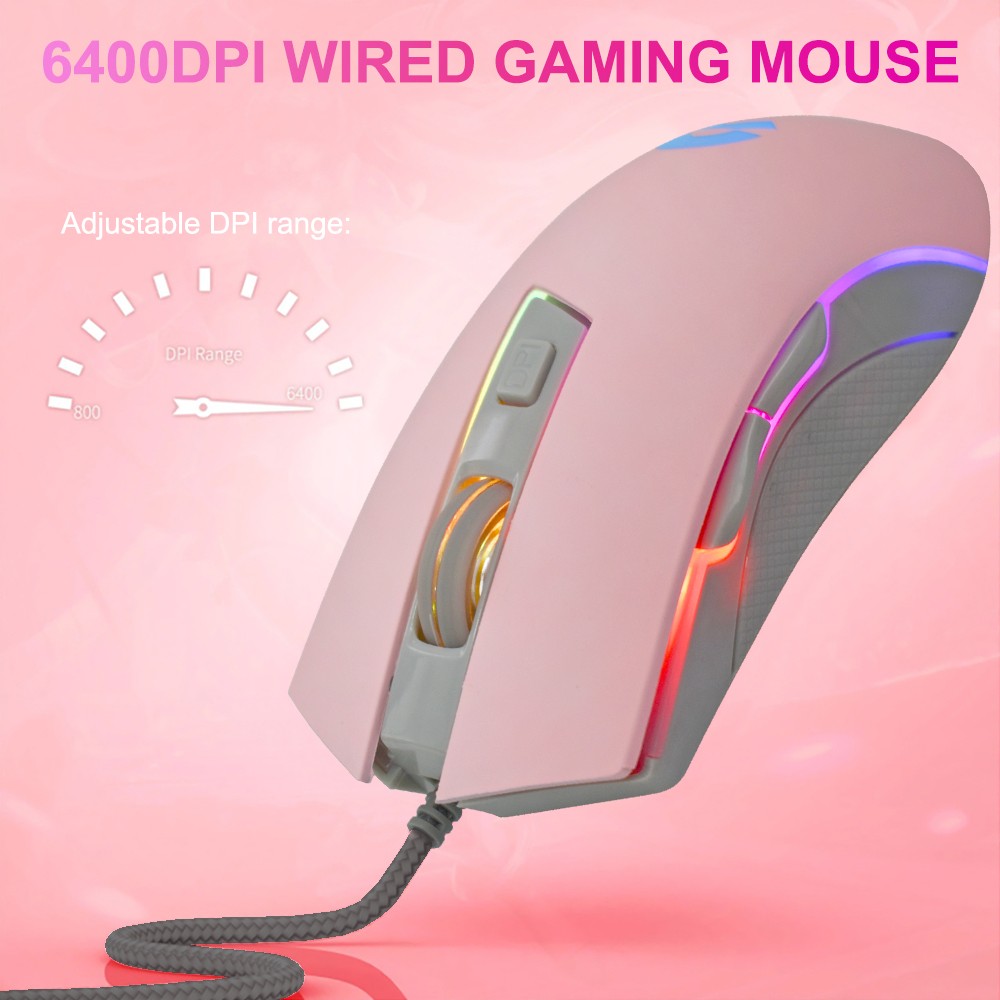 OKER G21 MOUSE MACRO USB 6400DPI ESPORTS PINK SKU-02950