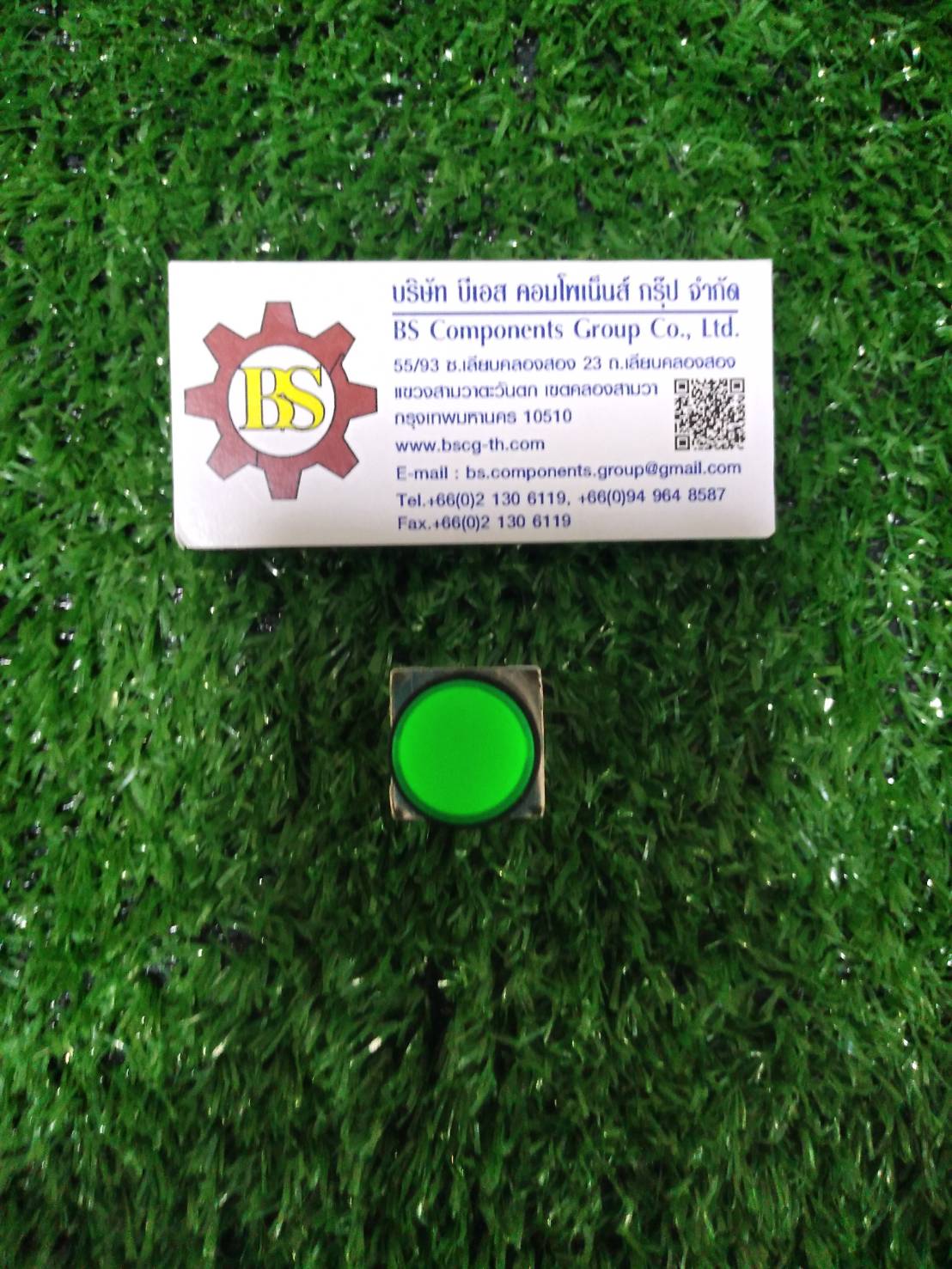 SHINOHAWA : สวิสท์ปุมกดกลม มีแลมป์ สีเขียว 16mm. 1NO+1NC 220V