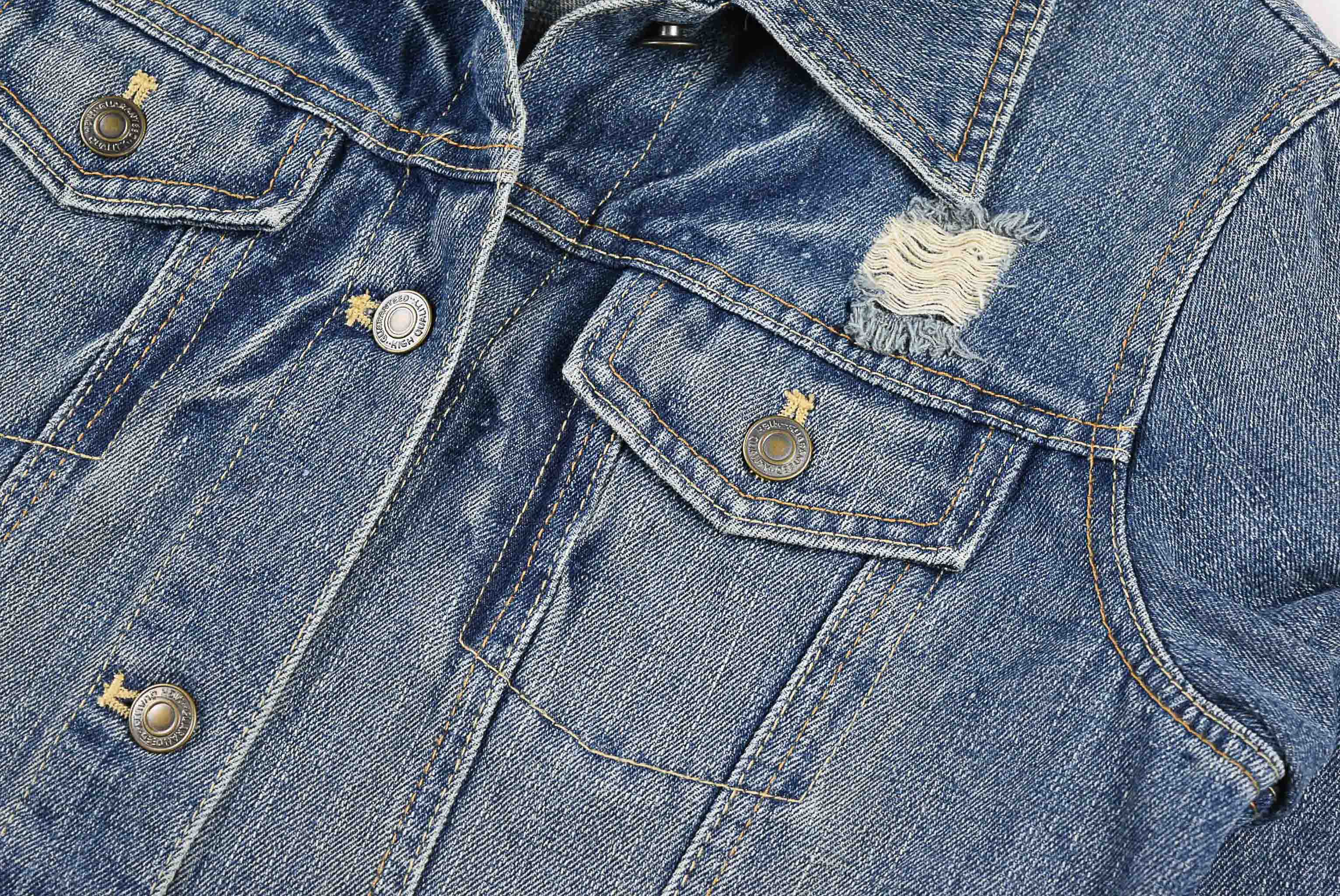 CRAZY ANCBI อกจริง 37 ไซส์ M เสื้อแจ็คเก็ตยีนส์ แขนยาว ผู้หญิง แต่งขาด ทรงสวยใส่สบาย เนื้อผ้านุ่มใส่สบาย