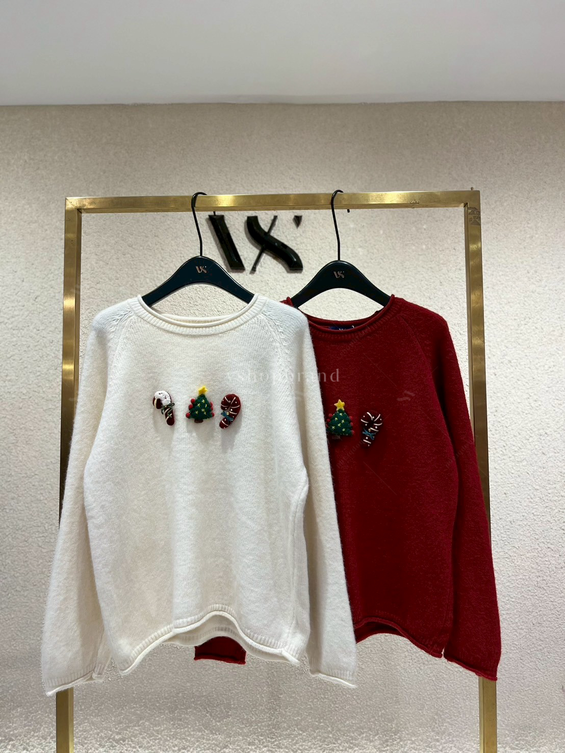 เสื้อไหมพรมแขนยาวปักคริสมาสต์