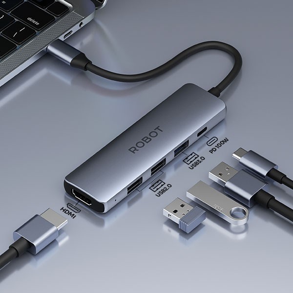 ROBOT HT350 INTERFACE USB-C ชาร์ทโน๊ตบุ๊คได้ต้องเสียบ อดาฟเตอร์ SKU-02868