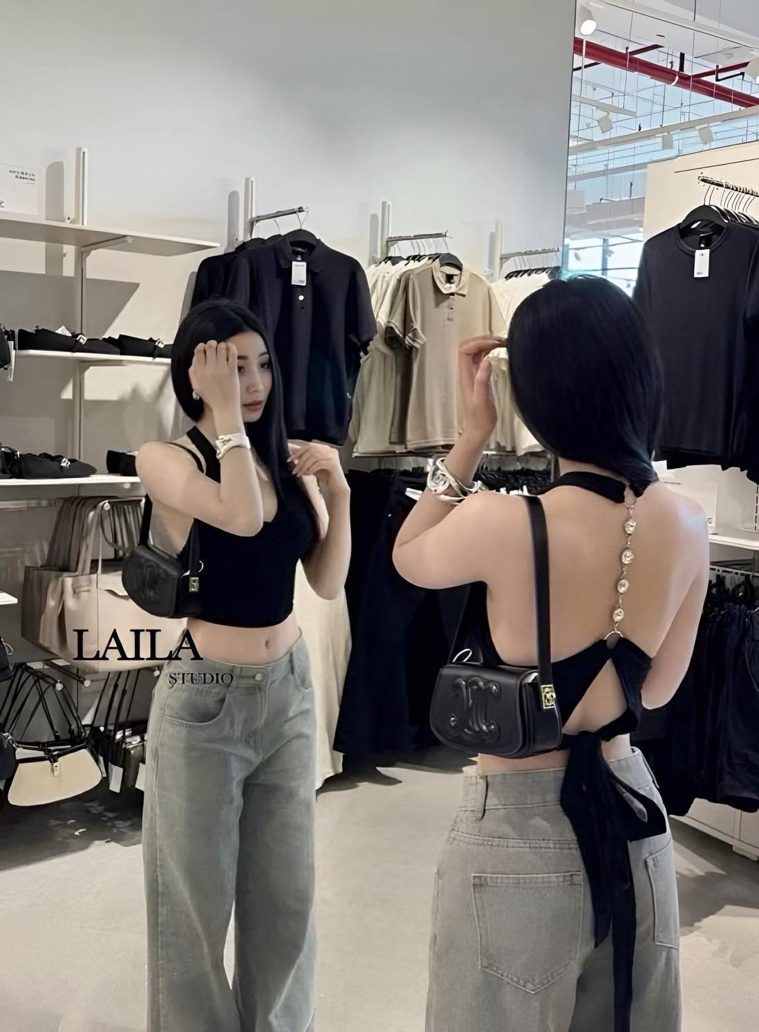 Tag: LAILA Detail: Set เสื้อ+กางเกง งานเสื้อทรงคล้องคอแต่งอะไหล่สีเงินโชว์ด้านหลังสุดเก๋สไตล์สาวแซ่บ เสื้อทรงเข้ารูป มาพร้อมกางเกงยีนส์ขายาวงานผ้าสวย ทรงปล่อยๆแต่งสียีนส์ฟอกอย่างดี สาวเวียดนา มแซ่บๆแมชกันลงตัว #bylaila brand #กางเกงยีนส์ #ยีนส์ #เสื้อคล้อ