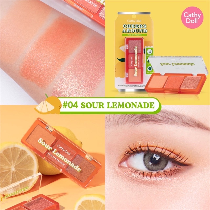 Cathy Doll Cheers Around Trio Eye Palette 2g. เชียร์ อะราวด์ ทรีโอ อายแชโดว์ พาเลท ทาตา มี 6 เฉดสี Eyeshadow