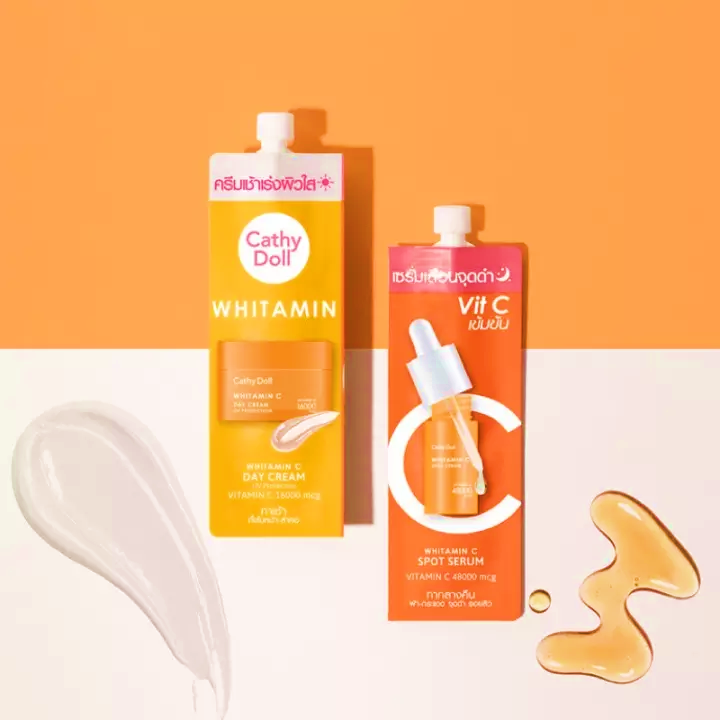 Cathy Doll Whitamin C Day Cream & Whitamin C Spot Serum 6ml+6ml ชุดบำรุงผิววิตามินซีเพื่อผิวกระจ่างใส
