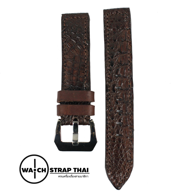 สายนาฬิกาหนังจระเข้แท้ Genuine Crocodile Leather Watch Strap Dark Brown 01 ขนาด 20 mm ,22mm,24mm