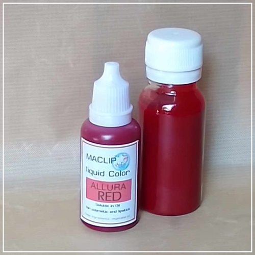 Color Red: MACLIP Liquid™Color - Allura Red Dye สีชนิดของเหลว ละลายได้ในน้ำมัน