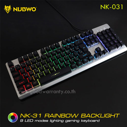 NUBWO NK031 NUBWO SAVIOR GAMING KEYBOARD RAINBOW 9LED MODES KB-UB-NW-NK31X