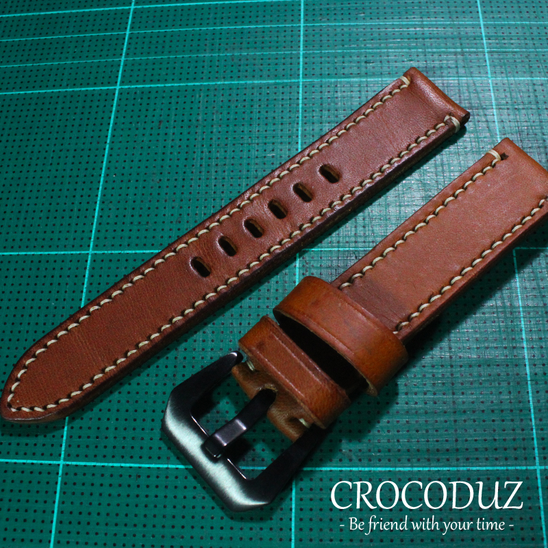 สายนาฬิกา สายนาฬิกาหนังวัว ฟอกฝาด Genuine Leather Strap มีสี Brown Tan