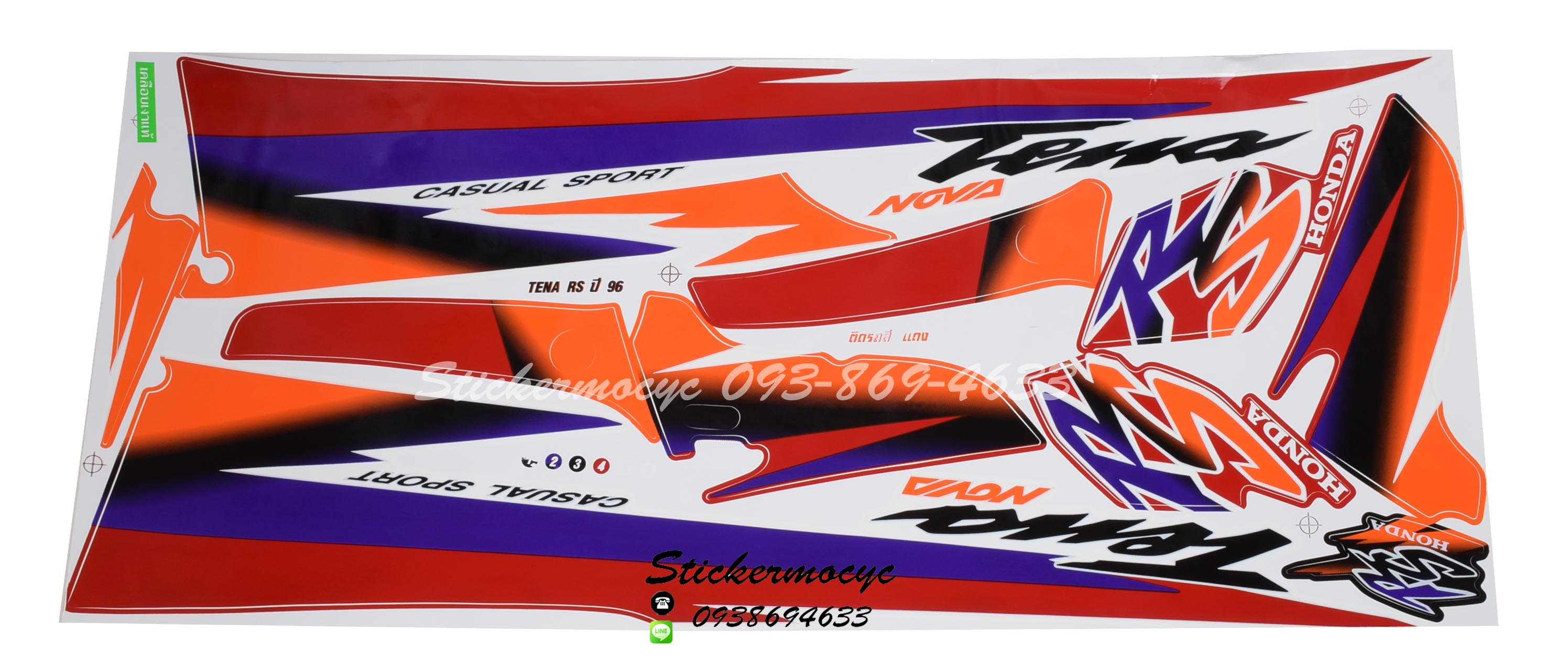 Sticker HONDA Tena ปี1996 ติดรถสี แดง(เคลือบเงาแท้) สติ๊กเกอร์ ติดรถมอเตอร์ไซค์ ฮอนด้า เทน่า