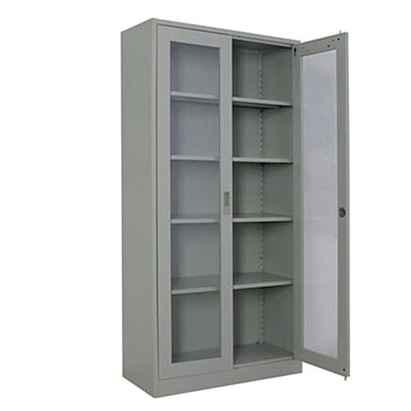 ตู้เหล็ก 2 บานเปิดกระจก MET-WB02