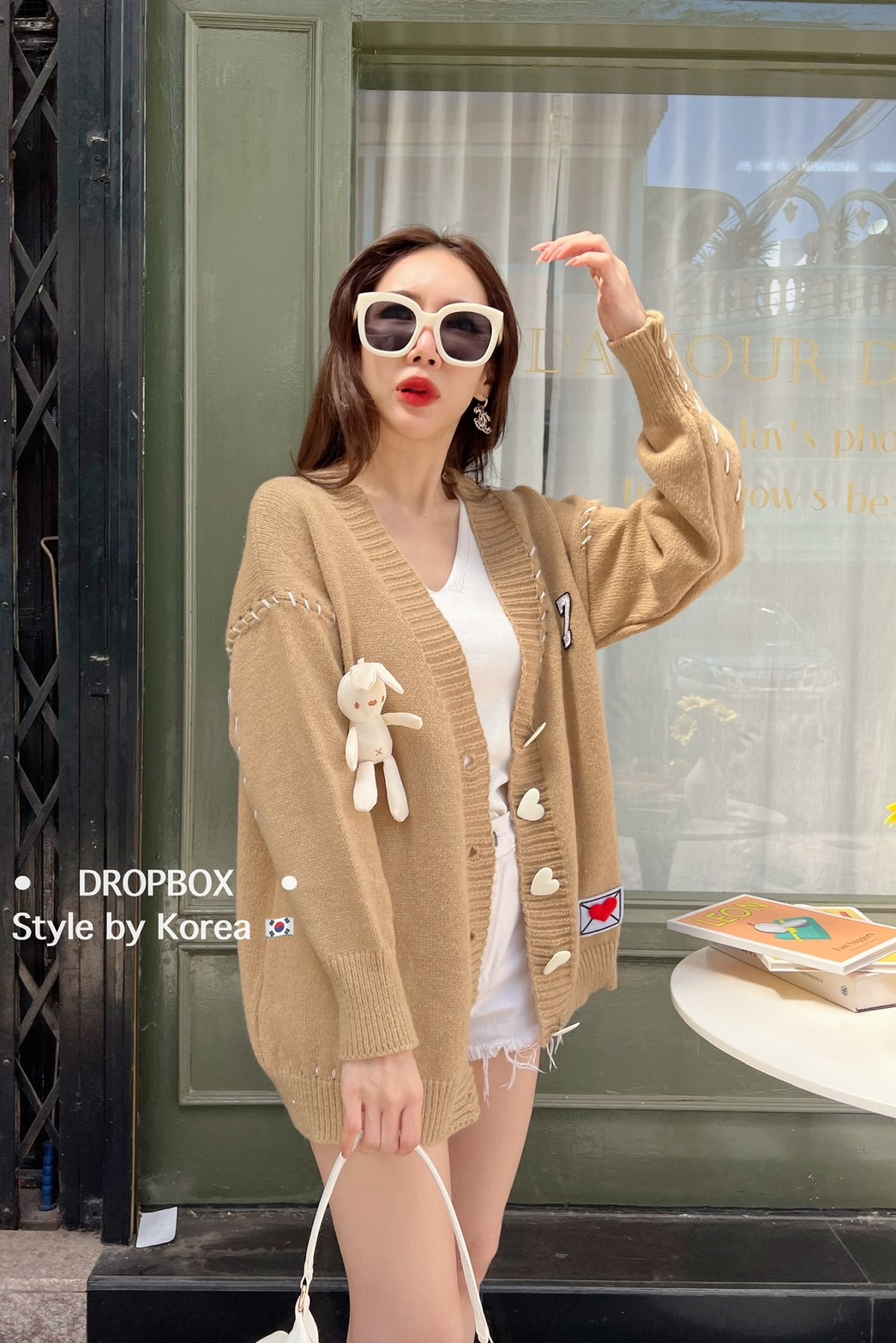 Korea Cadigan With Envelope & Bear 3D Brooch เสื้อใหม่พรหมคาดิแกนแขนยาวรุ่นนี้น่ารักมากมาพานิ่มทรงสวย