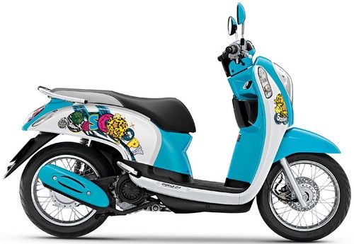 Sticker HONDA SCOOPY I ปี2014 รุ่น21 Vivid ME ติดรถสี ขาว น้ำเงิน (เคลือบเงาแท้) สติ๊กเกอร์ ติดรถมอเตอร์ไซค์ ฮอนด้า สกู๊ปปี้ ไอ