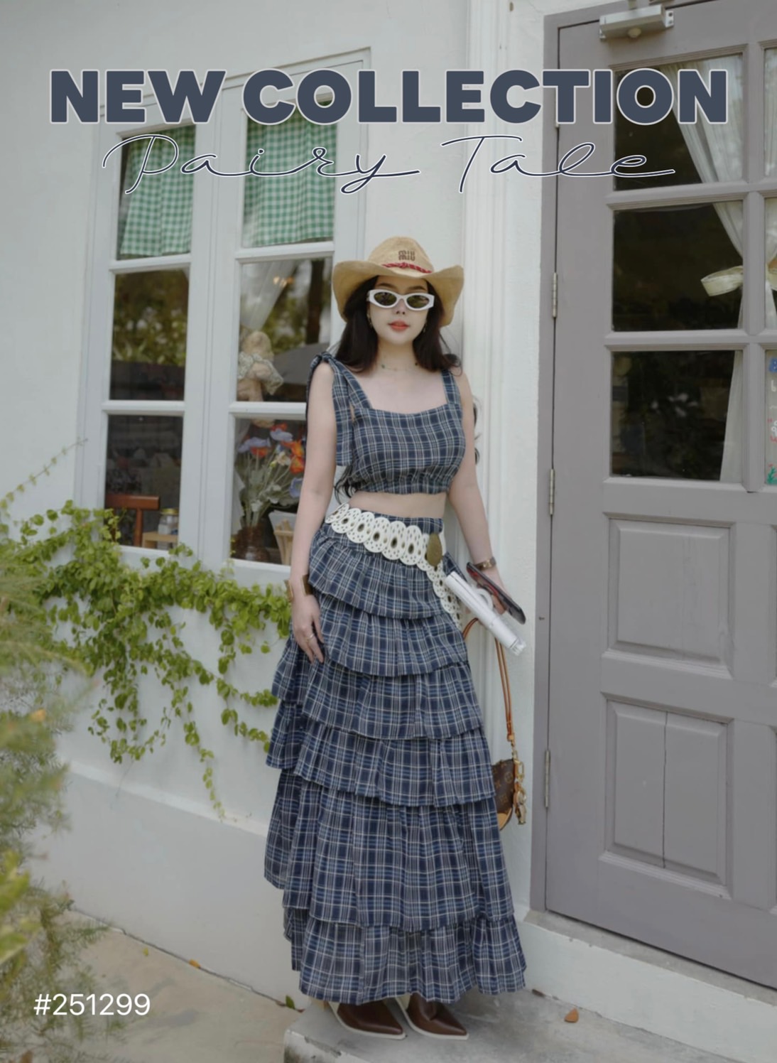 Set เสื้อสายผูกเอวจั้มผ้าลายสก็อตสีน้ำเงิน กระโปรงระบายชั้นๆๆ กระโปรงพองๆๆ ใช้ผ้าเยอะมากกก งานสวยใส่ถ่ายรูปสวยสุดๆๆ ใครได้ไปรับรองไม่ผิดหวังงงค่า #251299