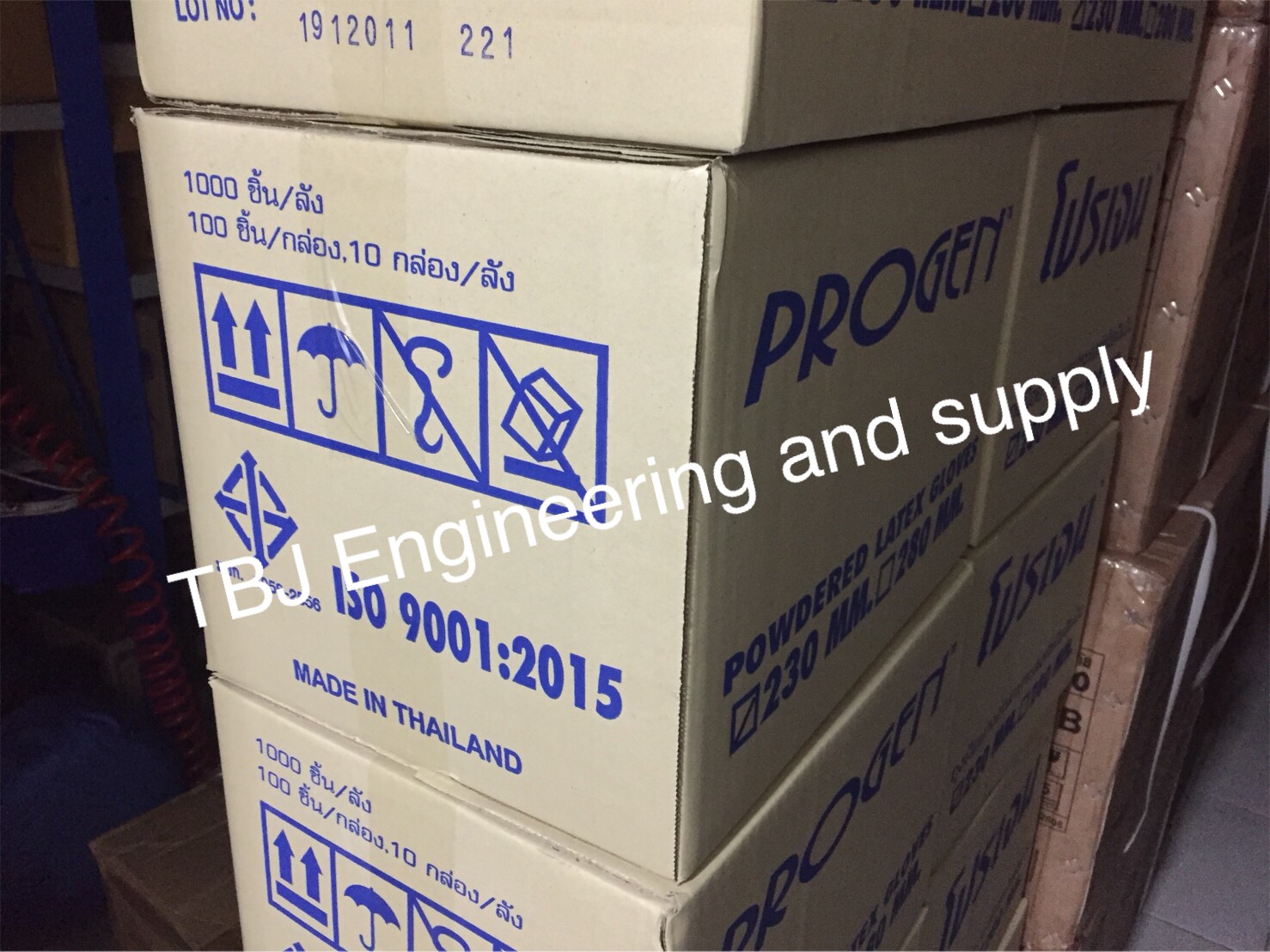 ถุงมือแพทย์ ถุงมือยาง แบบมีแป้ง Brand : Progen
