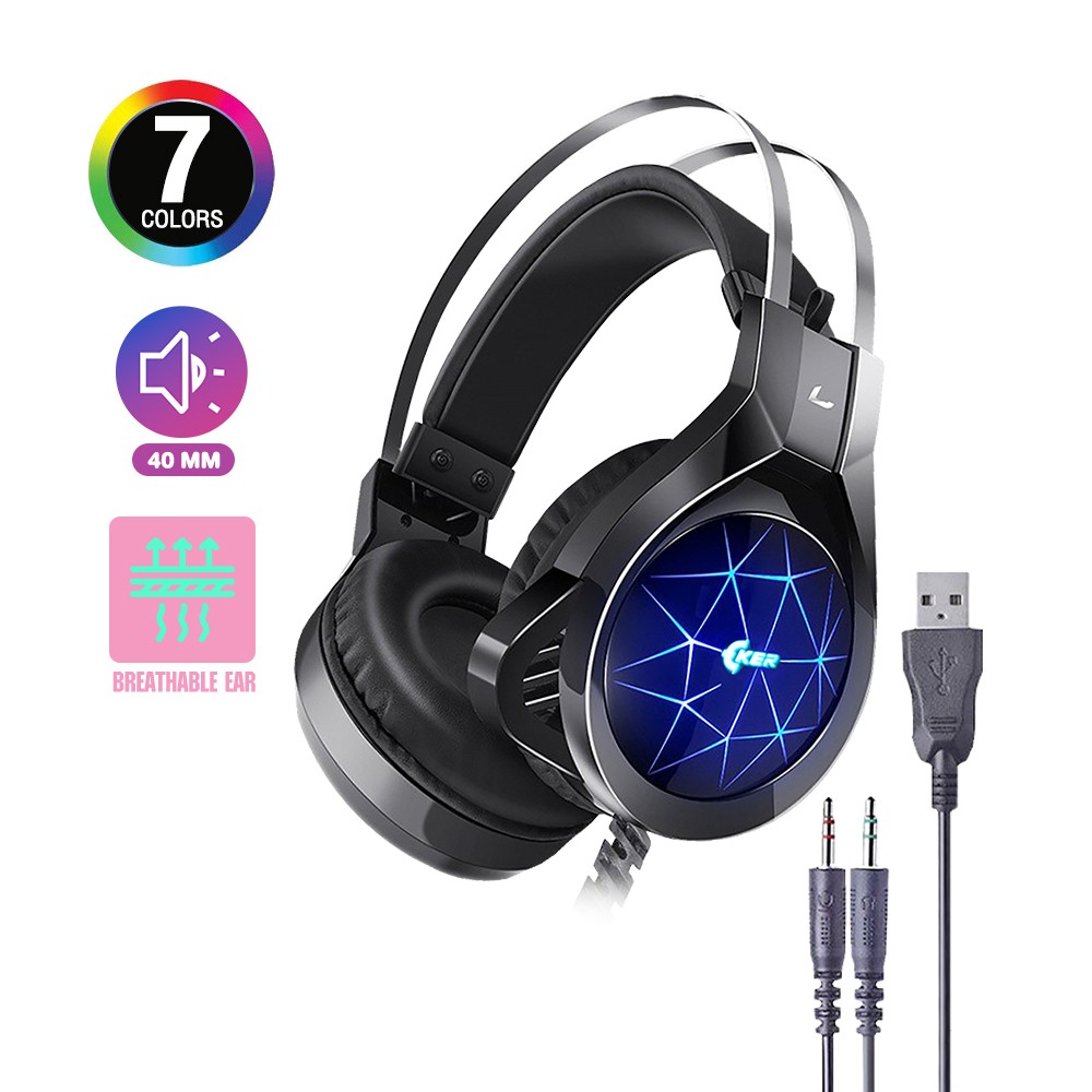 OKER X96 7 COLOR LED HI-FI STEREO HEADSET+MIC GAMING USB+3.5 SKU-02933